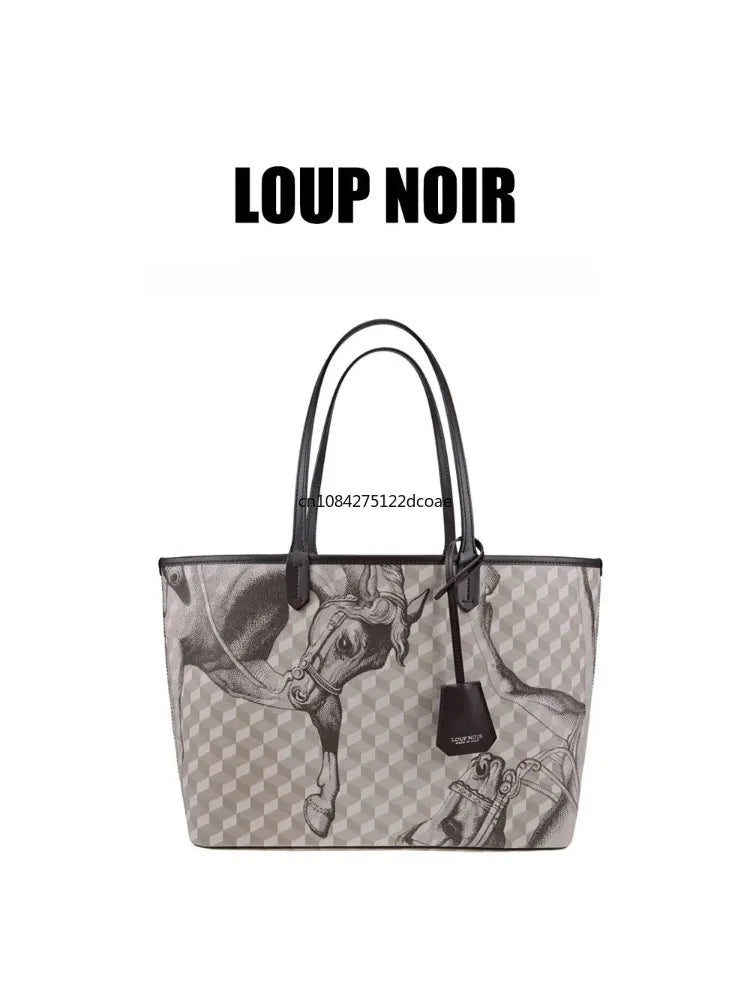 NEW LOUP NOIR Tote Bag for Women Shoulder Women Bags High Quality Famous Brands Bag Casual Totes Large Capacity Horse Noir Bag
