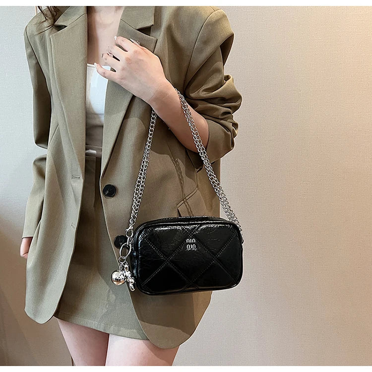 Luxury Silver Bowling Bag Women Top-Handle Bags Luxury Brand Designer's Crossbody Bags Small Lipstick Cosmetics Purses Bolsa