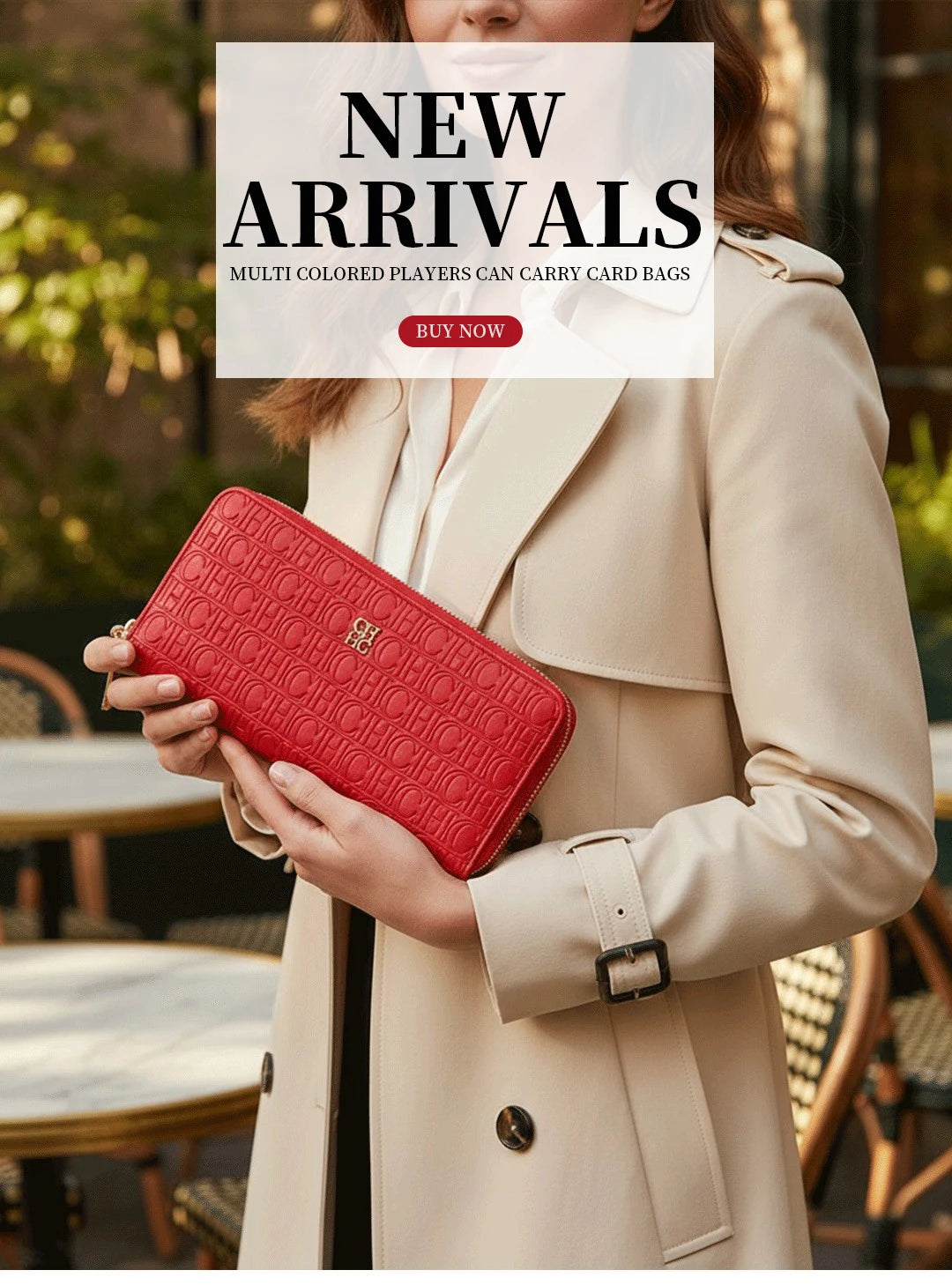 CH Women's Solid Colour Long Wallet Niche Design Fashion Simple Large Capacity Bag Luxury Temperament Vintage Classic Wallet