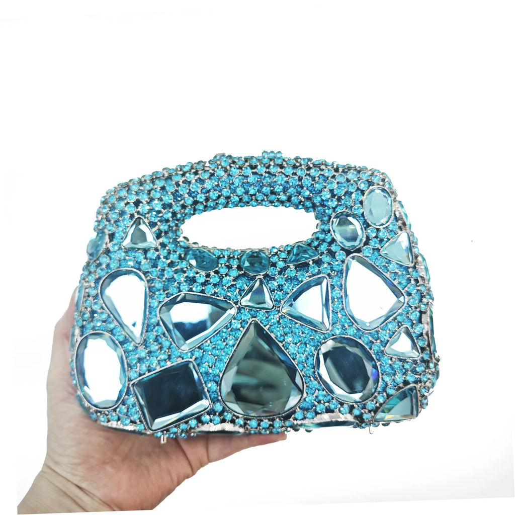 XIYUAN Crystal Clutch Purse Women Luxury Evening Bags Party Diamond Shoulder Bags Cocktail Rhinestone Handbags Golden Gem Purses