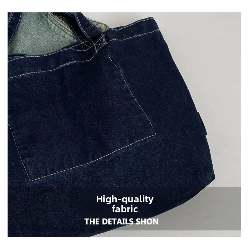 Denim Shoulder Bag Fashion Versatile Daily Commute Large Capacity Handbag