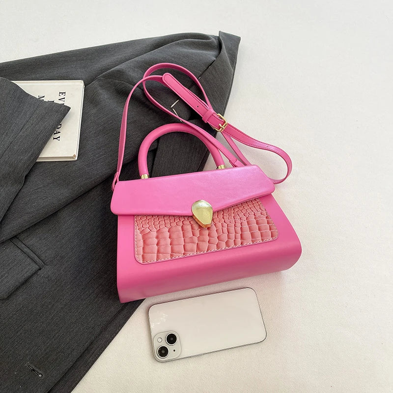 Luxury Black Handbag Classic Women Bag 2024 New Designer Shoulder Bag High Quality Solid Pu Leather Crossbody Small Square Bag