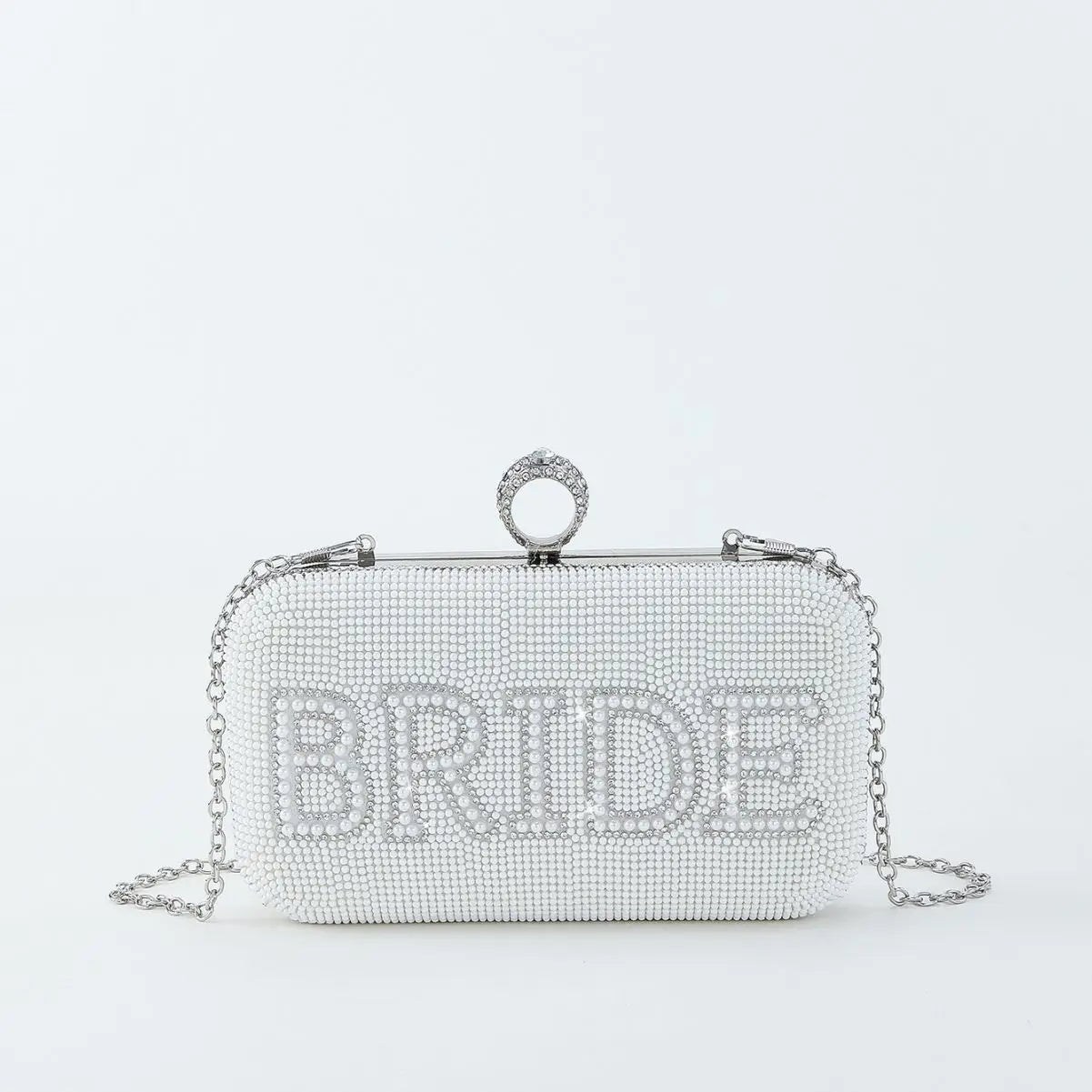 I Do Letter Evening Bags For Women Bridal Clutches Pearl Beading Wedding Party Purse Trendy Designer Chain Shoulder Handbag