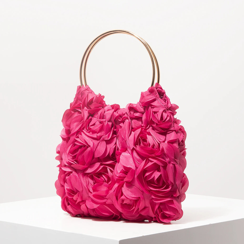 Luxury Rose Flower Tote Bags for Ladies， Prom Dresses for Women， Bag for Women Elegant， Wedding Items， Party Bag（Random Pattern）