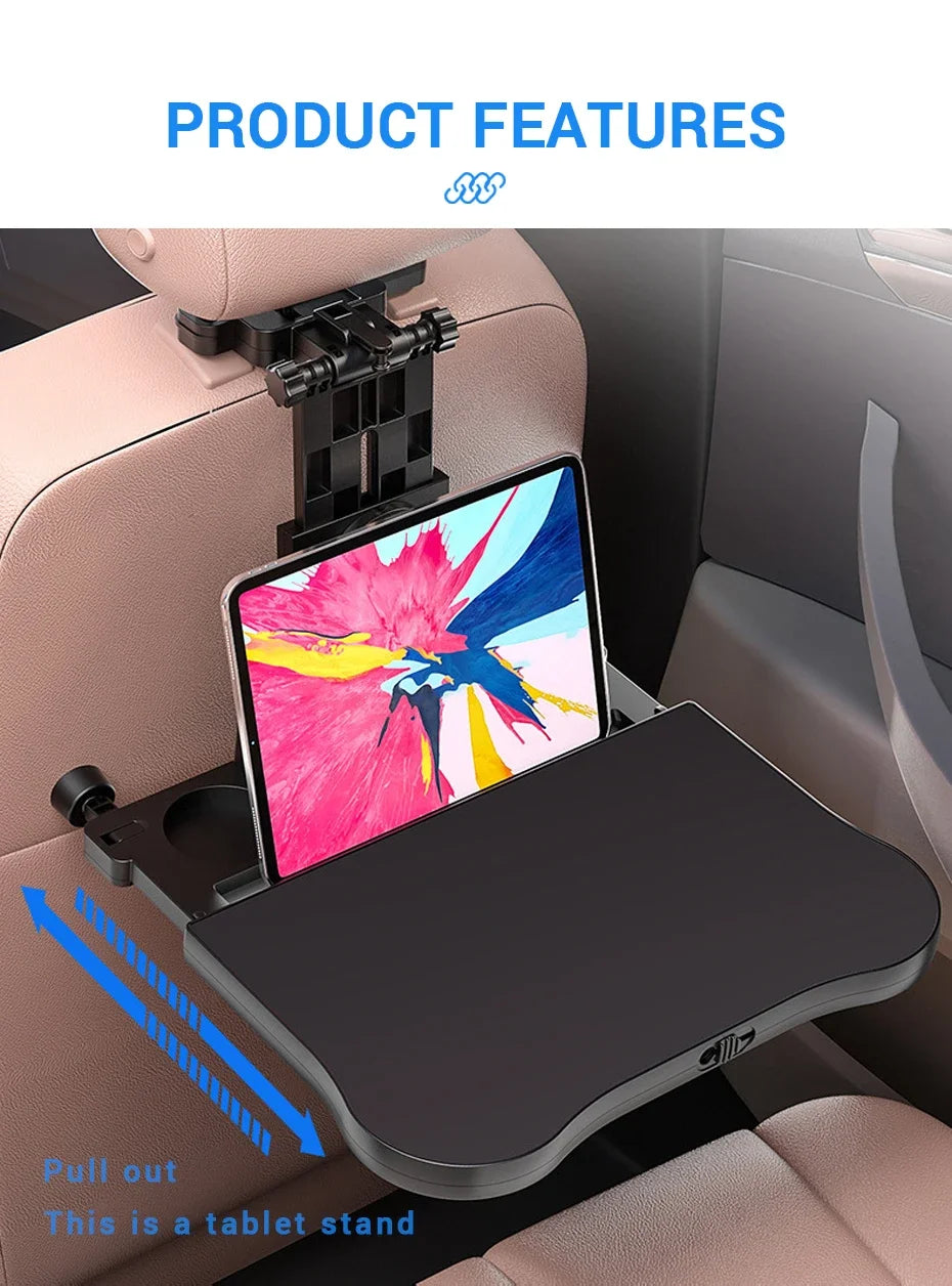 Car Back Seat Foldable Table Tray Tablet Laptop Holder Auto Seat Back Desk Tissue Box Cup Phone Holder Folding Table NEW