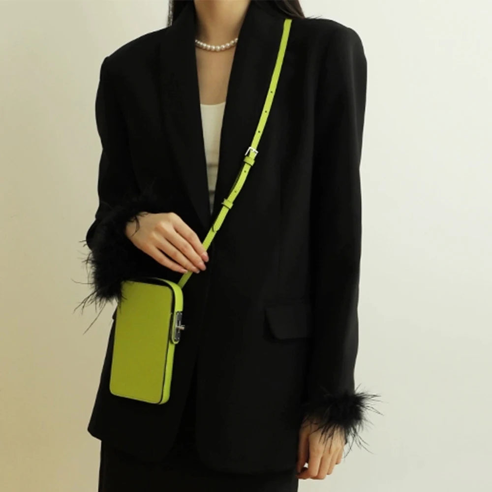 Luxury Design Phone Bag Woman Portable Genuine Leather Cross-body Bag Custom Name Fashion Casual Lady Shoulder Bag Card Wallet