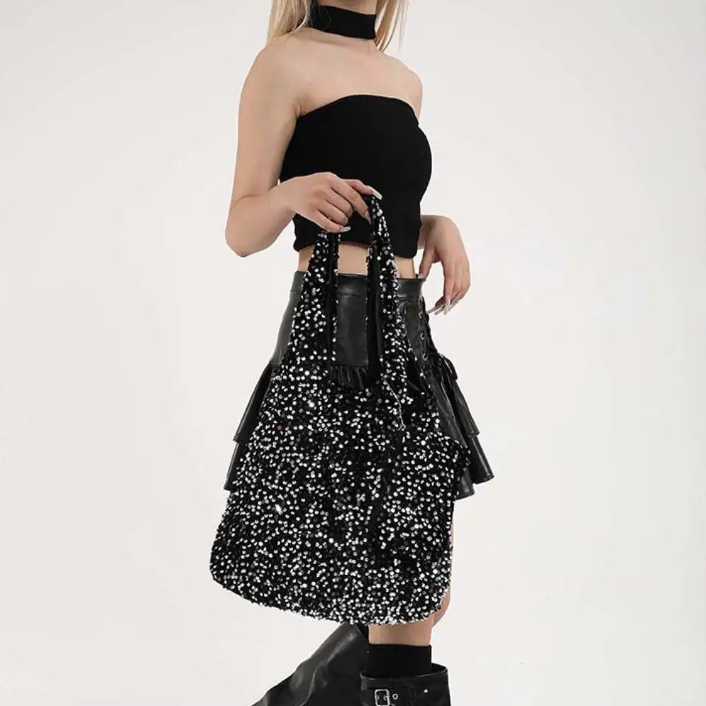 Fashion Evening Bag Sequin Tote Bag Purse Fashion Silver Shoulder Bag Shiny Large Hobo Bag Girls