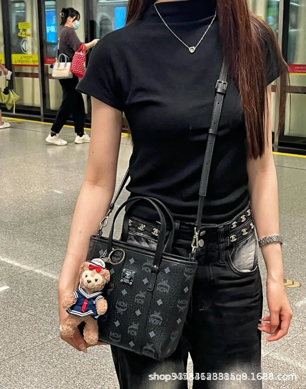 Classic Printed Basket Tote Bag Women's Single Shoulder Commuter Bag Urban Simple Style PU Material Medium Size Daily Match