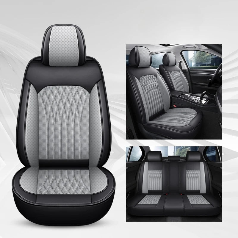Full Set Car Seat Covers  Full-Wrap Design, Breathable Perforated PU Leather, Universal Fit for Most Sedans, Trucks & SUVs