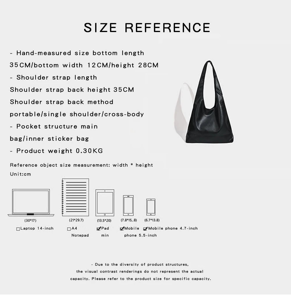 Luxury Shoulder Bag For Women Girls Totes Bags Fashion Commuting Large Capacity Soft Leather Underarm Shoulder Bag Handbag Women