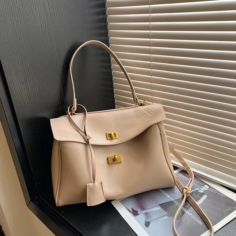 Branded Shoulder Bags Luxury Women Soft PU Leather Solid Color Large Capacity Shopper Totes 2025 Latest Luxury Designer Handbags