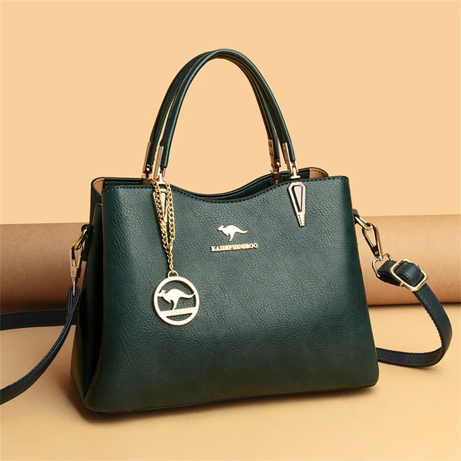 Luxury Soft Leather Handbag Women's Bag 2022 Trend Designer 3 Layers Shoulder Crossbody Sac Ladies Large Capacity Messenger Tote