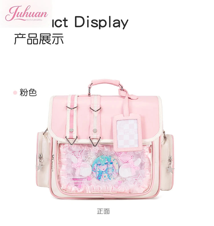 Original Ltabag Backpack Large Food Pain Window Two-dimensional Single Shoulder Messenger Bag Sweet College Schoolbag for Women