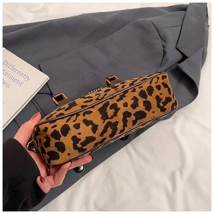 Luxury Brand Women Bag 2024 Winter Handbag Phone Purse Fashion Hobo Bag Satchel Retro Leopard Print Lady Shoulder Crossbody Bags