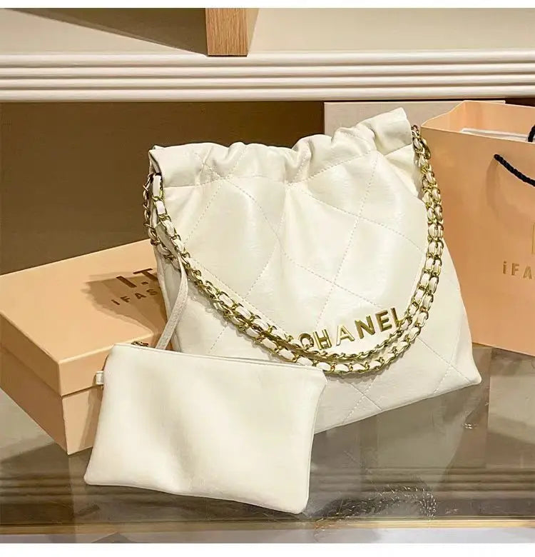 2025 New Garbage Bag Tote Bag Women's Large Capacity Diamond Grid Chain Premium Single Shoulder Underarm Bag