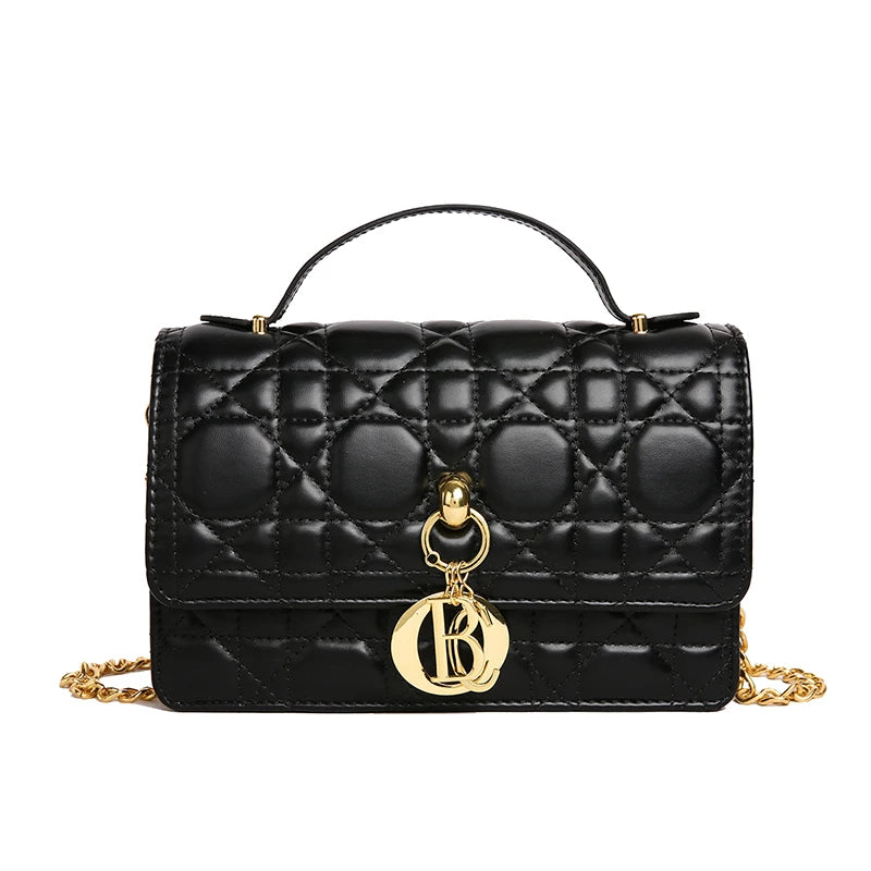 Luxury Black Quilted Handbag Women's Chain Shoulder Bag Designer Crossbody Bags for Women Ladies Elegant Sling Bag for Daily
