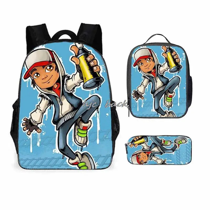 School Bags Girls Boys Subway Surfers Primary Kids School Backpcak 3Pcs Cartoon Schoolbags Kids Mochilas Escolar Infantil Gift