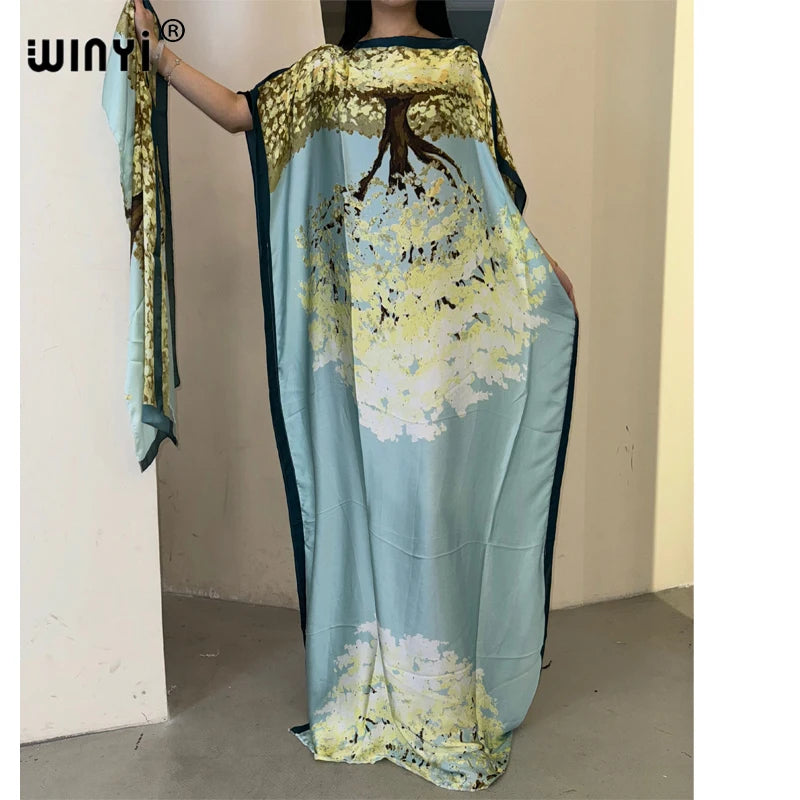 WINYI muslim african traditional dress for woman abaya dubai luxury Kaftan evening dress Elegant Maxi Length Dress beach covers