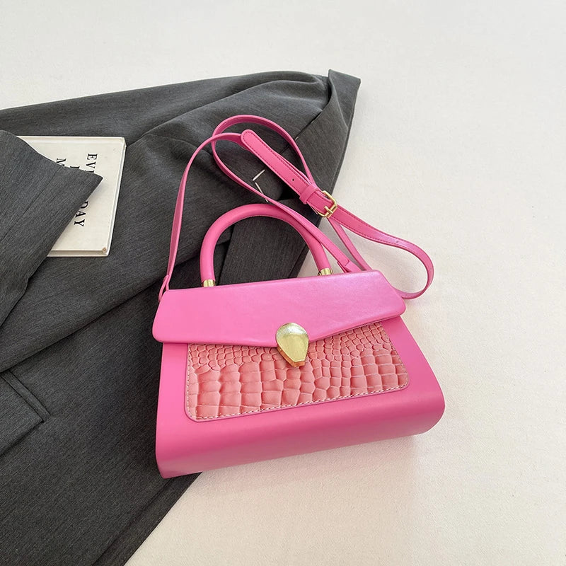 Luxury Black Handbag Classic Women Bag 2024 New Designer Shoulder Bag High Quality Solid Pu Leather Crossbody Small Square Bag