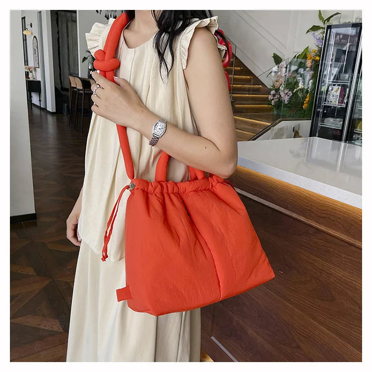 Women Shoulder Crossbody Bags Casual Nylon Padded Tote Bag Designer Soft Puffer Simple Vintage Large Capacity Handbags