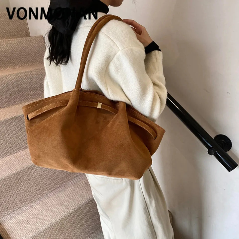 Large Nubuck Leather Tote Bags Ladies Shoulder Bag for Women Autumn Winter New Korean Fashion Y2K Retro Handbags and Purses