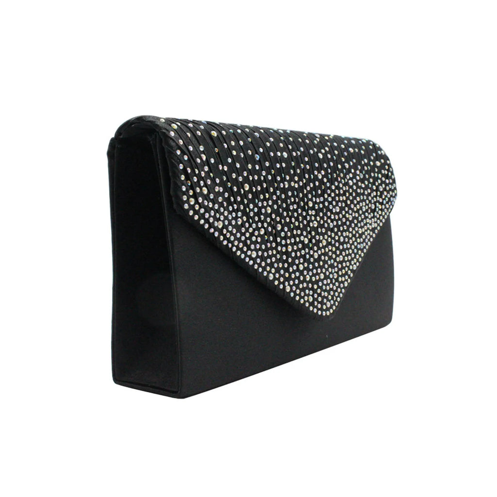 Women's  Luxury Silk Evening Clutch Bag - Elegant Women’s Prom/Wedding Handbag with Detachable Chain Strap & Secure Closure