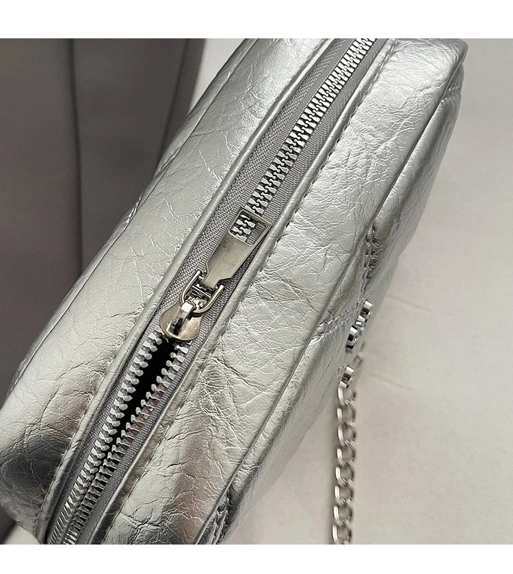 Luxury Silver Bowling Bag Women Top-Handle Bags Luxury Brand Designer's Crossbody Bags Small Lipstick Cosmetics Purses Bolsa