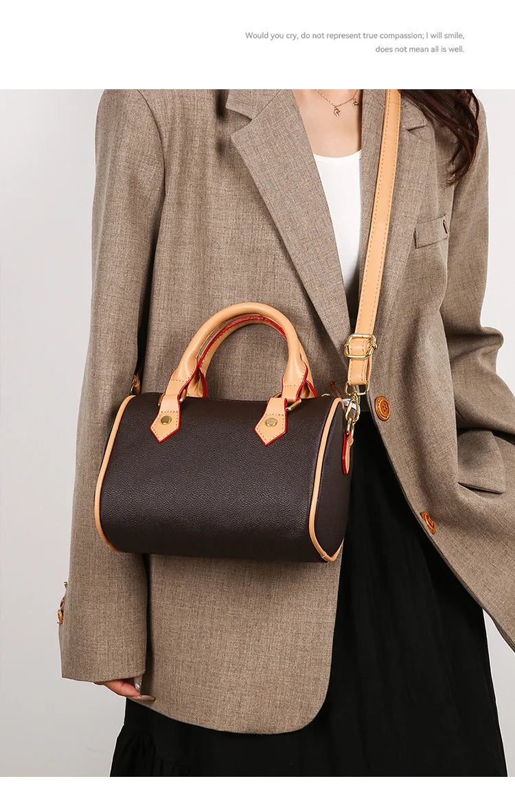 Luxury PU Women's Shoulder Bag - Pillow Boston Bag, Adjustable Crossbody/Handheld/Underarm, Spacious Multi-Way Purse