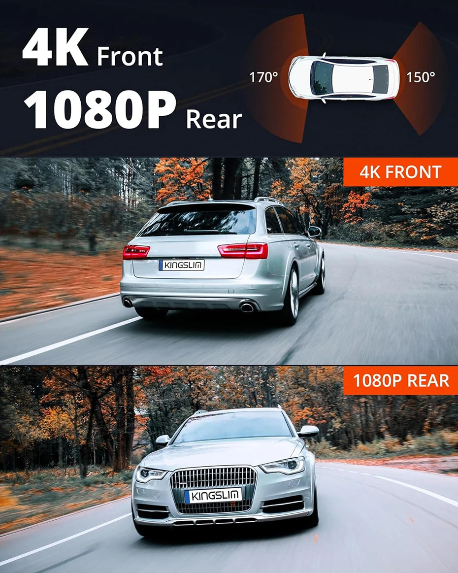 Dash Cam 4K UHD for Car Camera Front Rear Dual Lens With GPS WiFi 24h Parking Mode Night Vision Car DVR Video Registrator