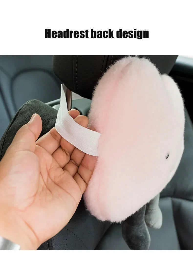 Cute Car Pillow Plush Cushion Car Safety Pillow Automobile Safety Belt Shoulder Pad Universal Vehicle Headrest Waist Cushion