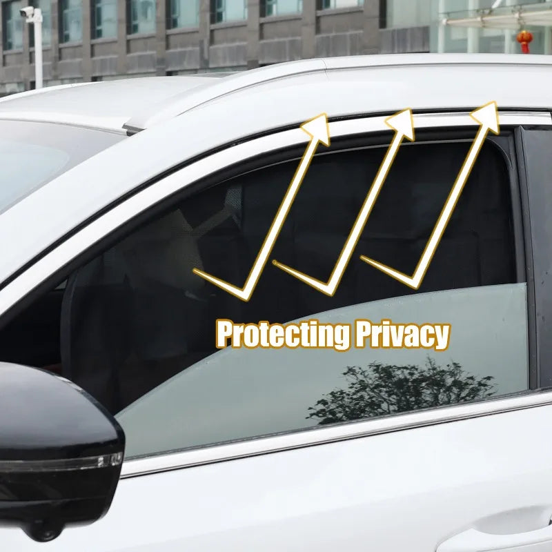 Magnetic Car Sunshade Universal Foldable Unobstructed View Nylon Mesh Curtain with Strong Magnets UV Protection Window Sunshades