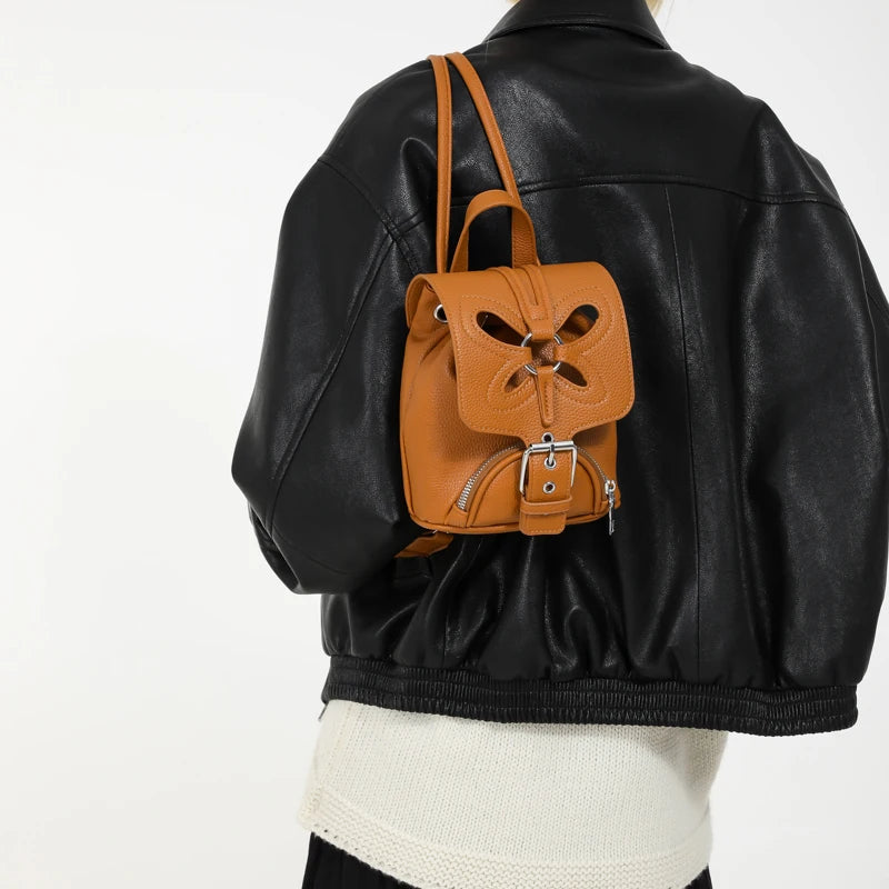 Korean Fashion Backbag Casual Travel Bag Classic Flower Backpack 2024 Pu Leather Women Bags Foreign Trade Bag Women'S Backpack