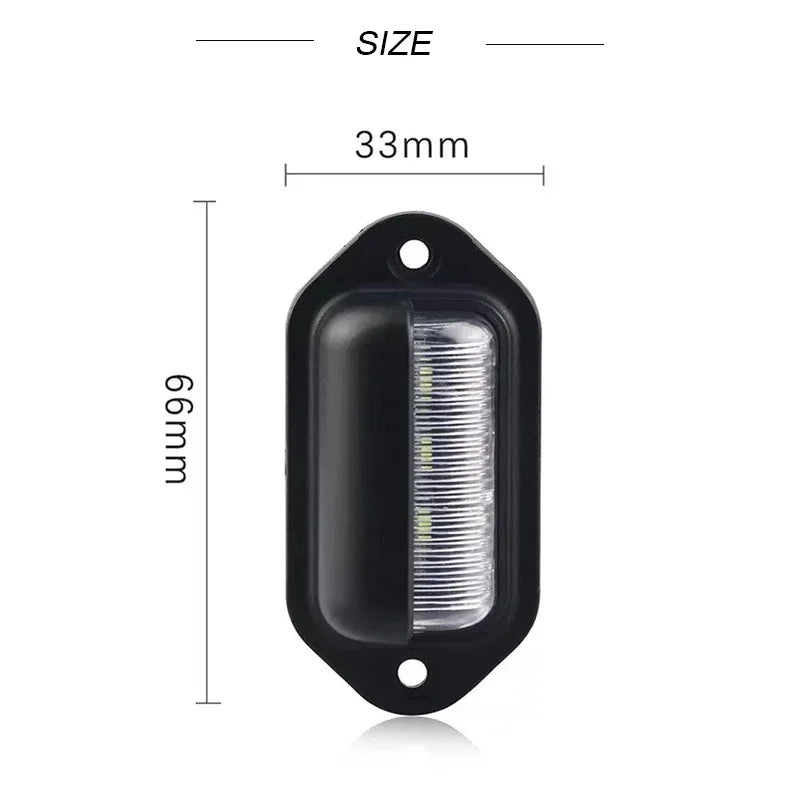 6 LED Car License Number Plate Lights Waterproof 12-24V Universal Truck RV Trailer Tail License Plate White Side Lamp Bulbs