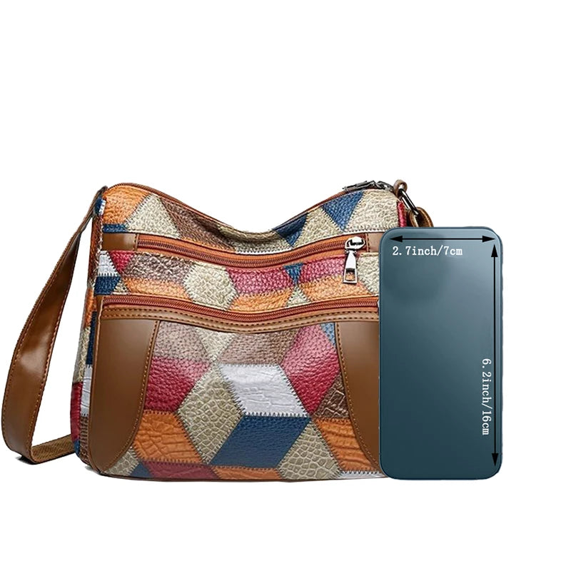 Women's handbags are suitable for middle-aged and elderly mothers, travel cross-body bags with geometric patterns