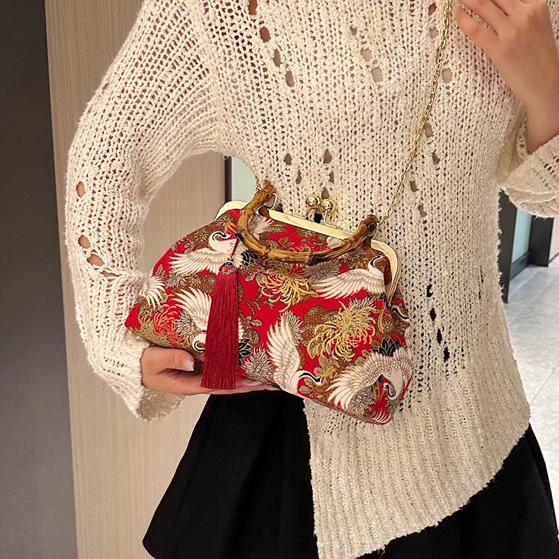 Luxury Evening Clutch Bag For Women Bride Wedding Clutch Purse Chain Shoulder Bags Small Party Handbag Rattan Handle Handle Tote