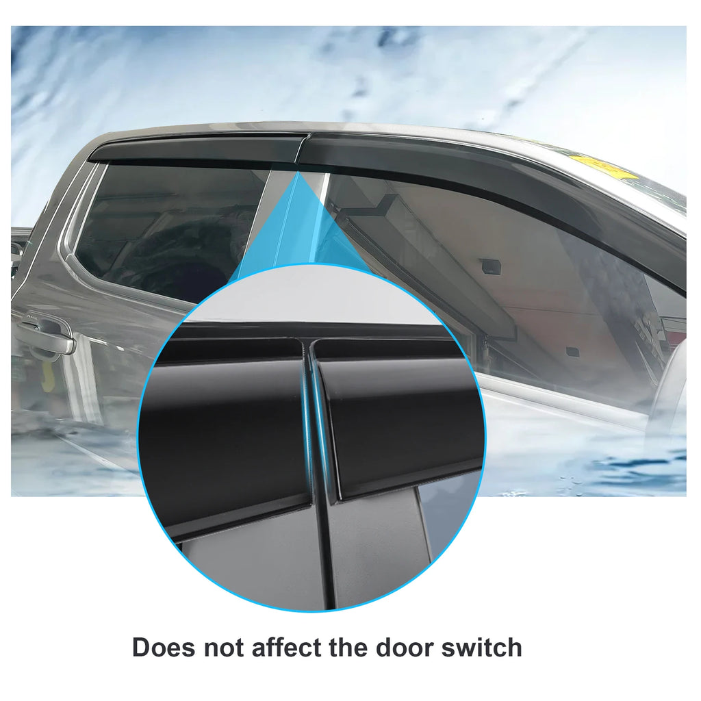 Sun Rain Guard Window Dflectors Window Visor  for Ford Ranger Raptor Next Gen 2023 2024 Double Cabin Model Weather Shield  4PCS