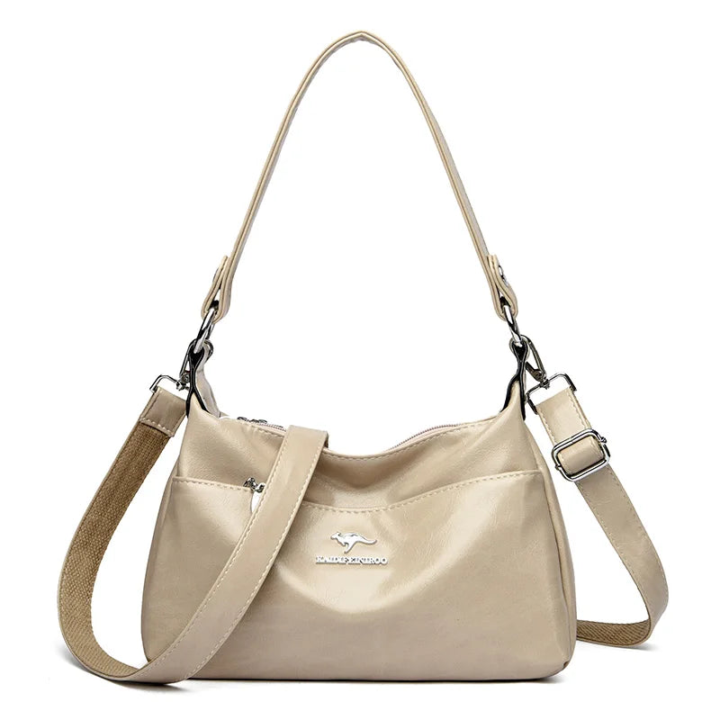 New Messenger Bags Women Fashion Handbags Retro Solid Color PU Leather Shoulder Underarm Bag Casual Women Handbags Designer Bag