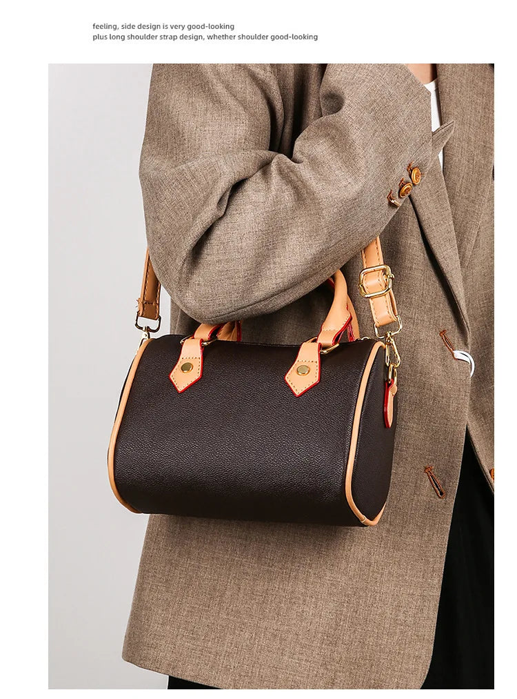 Luxury PU Women's Shoulder Bag - Pillow Boston Bag, Adjustable Crossbody/Handheld/Underarm, Spacious Multi-Way Purse