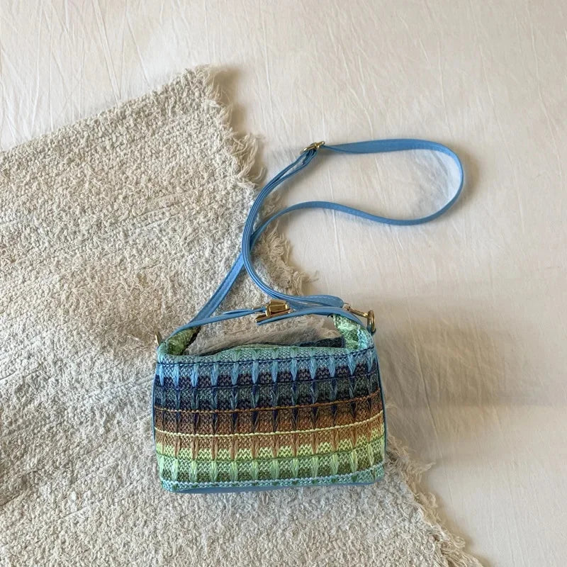 Fresh Style Small Square Bag Summer New Fashion Shoulder Crossbody Handbag Soft Polyester Fiber Internal Structure Hip Hop