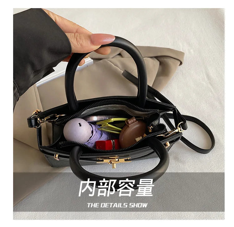 2025 Trapezoid Profile Purse | Twist-Lock Flap Shoulder Bag | Convertible Carry Crossbody with Top Handle