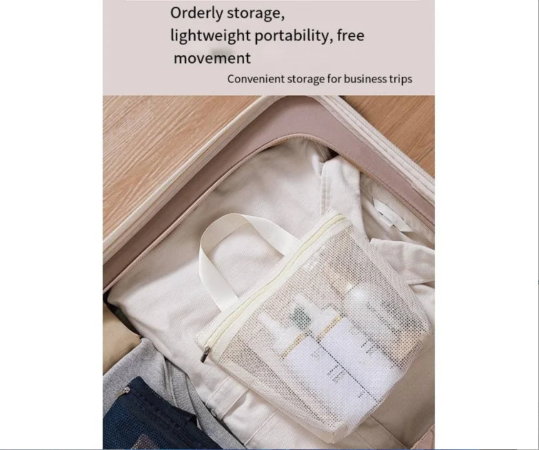 Mesh Makeup Toiletry Storage Bags Handbags Portable Travel Washing Body Shower Tools Organizer Hanging Cosmetic Organizer Pouch