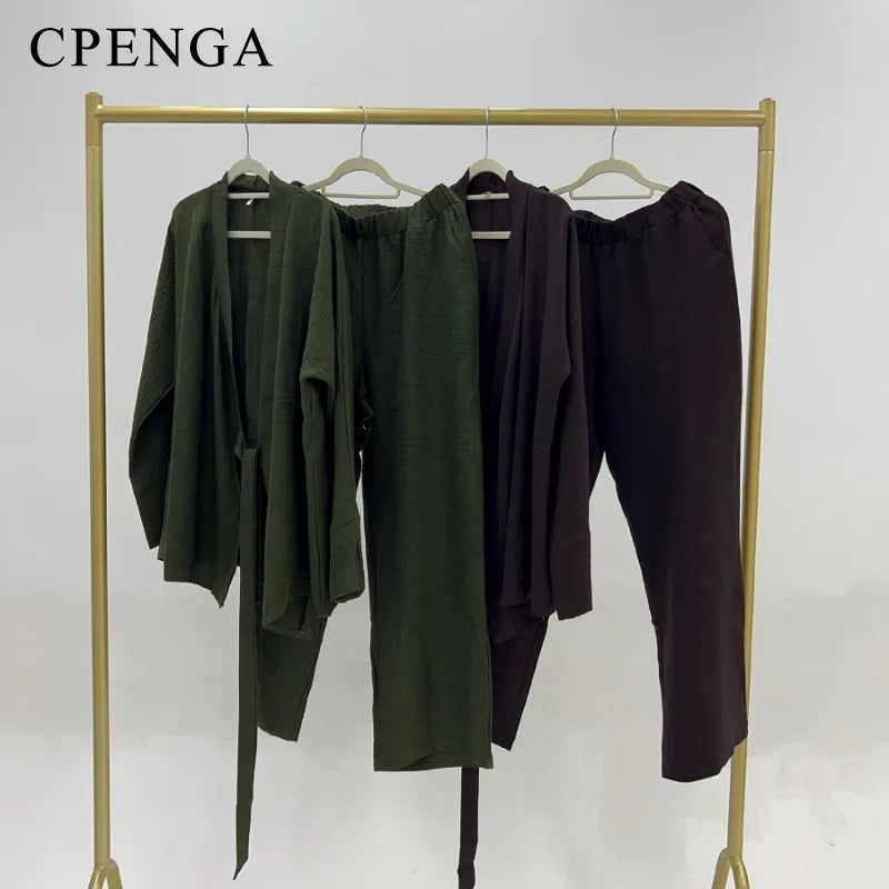 2 Piece Dubai Muslim Women Clothing Elegant Middle East Modest Top and Pants Sets 2024 Islamic Turkish Clothes Solid Outfits