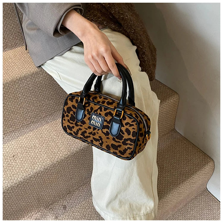 Luxury Brand Women Bag 2024 Winter Handbag Phone Purse Fashion Hobo Bag Satchel Retro Leopard Print Lady Shoulder Crossbody Bags