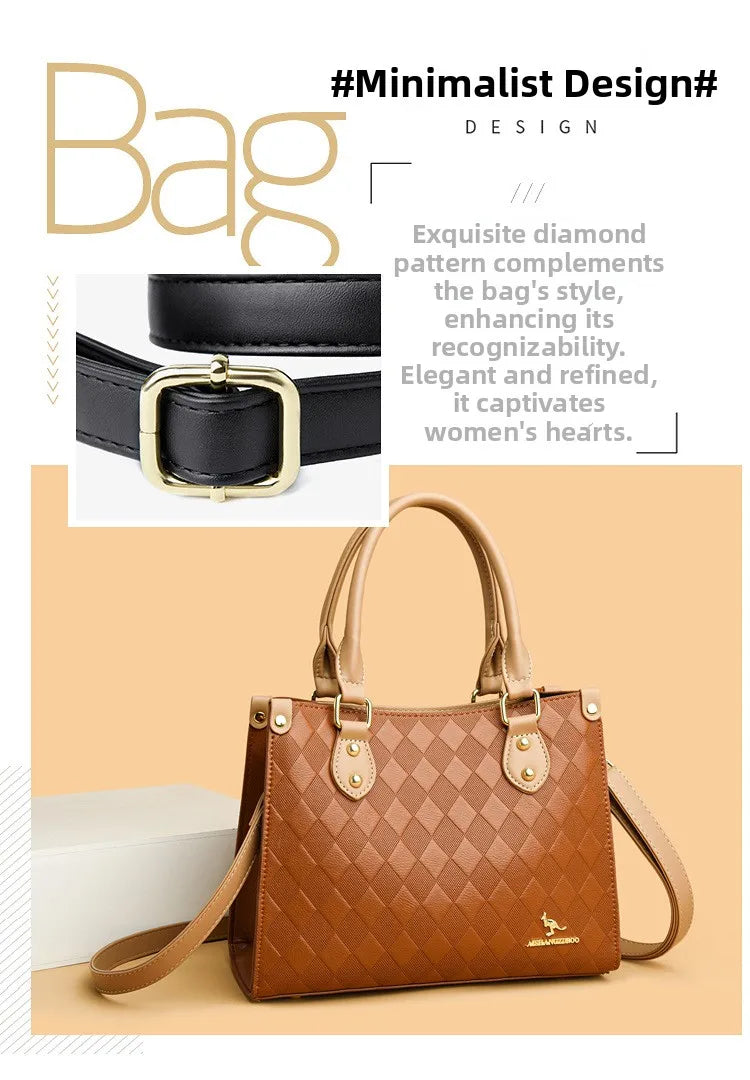 Fashionable Large Women's Handbag Shoulder Bag Crossbody Bag for Middle-Aged Mothers PU Material Boston Bag Style Summer Hot...