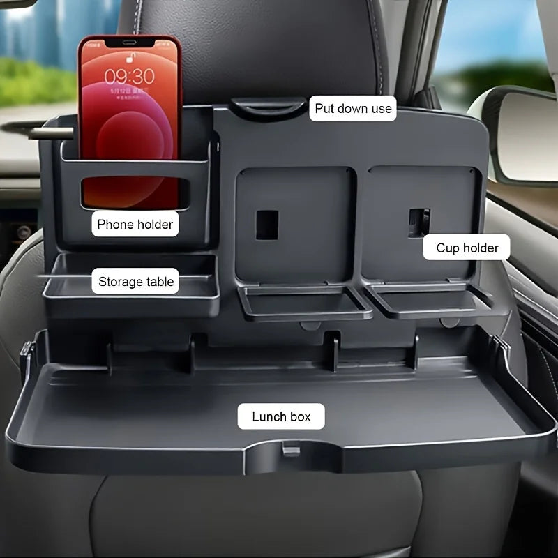 Holders, Phone Slot and Plenty of Storage, Easily Mounts To Car Seat Back Backseat Organizer Features Foldable Tray, Dual Cup