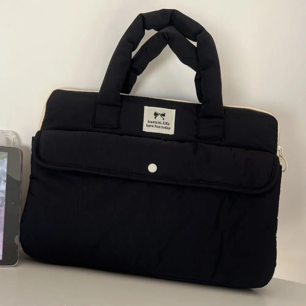 Simple 15.6inch Portable Laptop Bags Bow Lightweight Laptop Case Cartoon Cute Notebook Sleeve Women's Bag