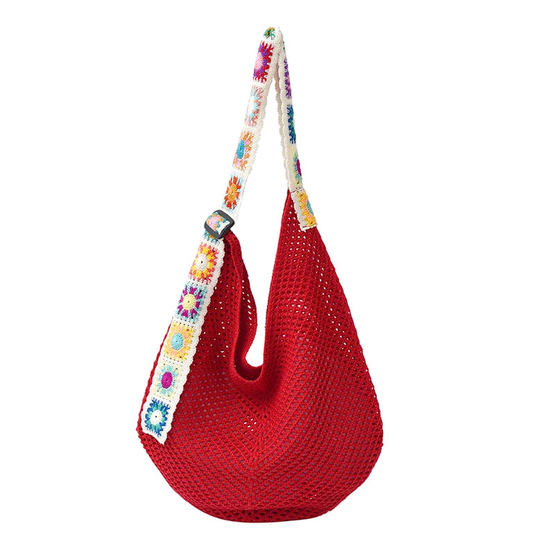 2025 Summer New – Bohemian Fresh Hollow Woven Tote Bag – Large Capacity Single-shoulder for Leisure & Vacation