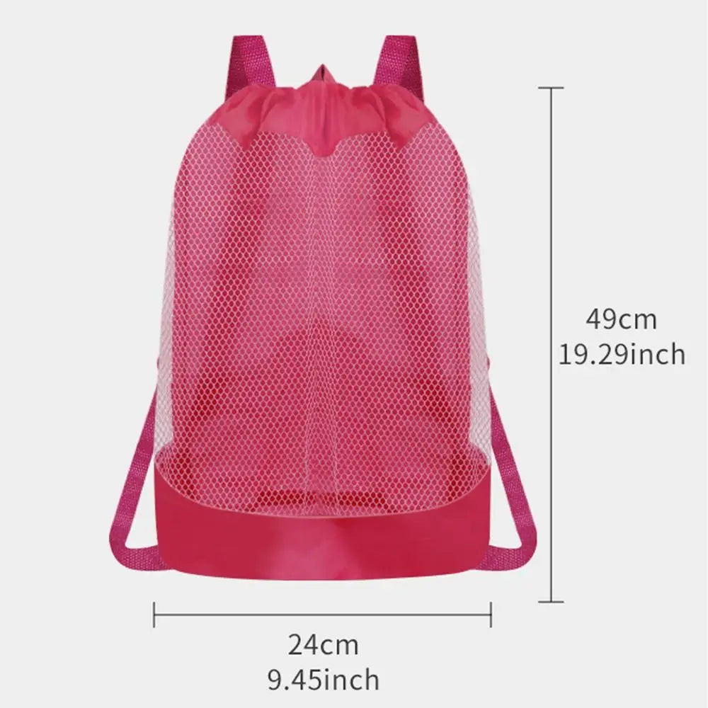 Waterproof Bags Large Capacity Beach Bag Foldable Portable Mesh Storage Bag Breathable Adjustable Clasp Swimming Backpack Travel