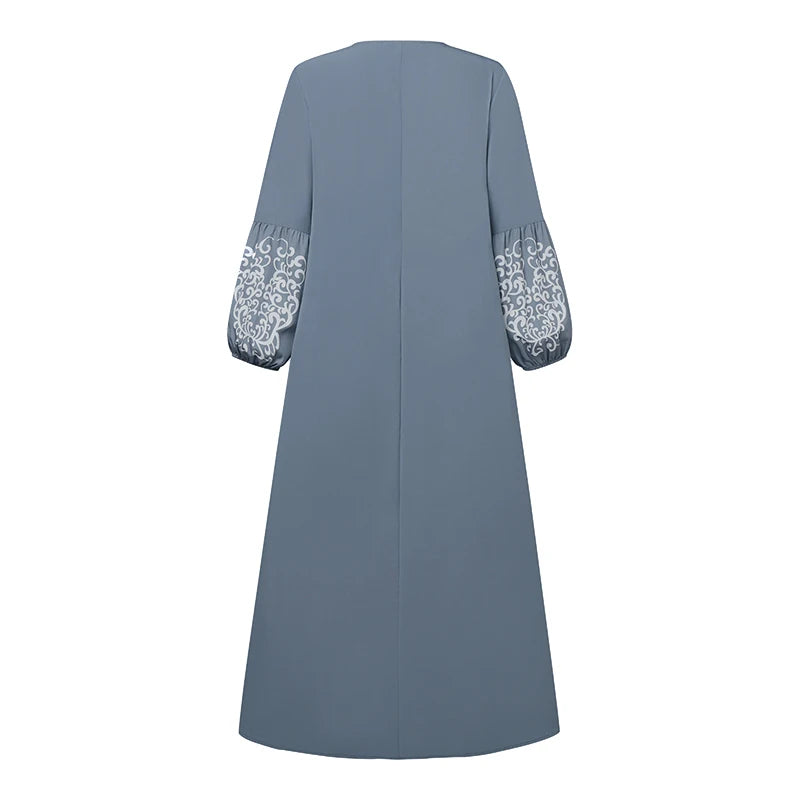 Muslim Hijab Dresses Abaya Eid Mubarek Robe Long Dress 2025 ZANZEA Women Elegant Long Sleeve Maxi Sundress Loose Vestidos Kaftan