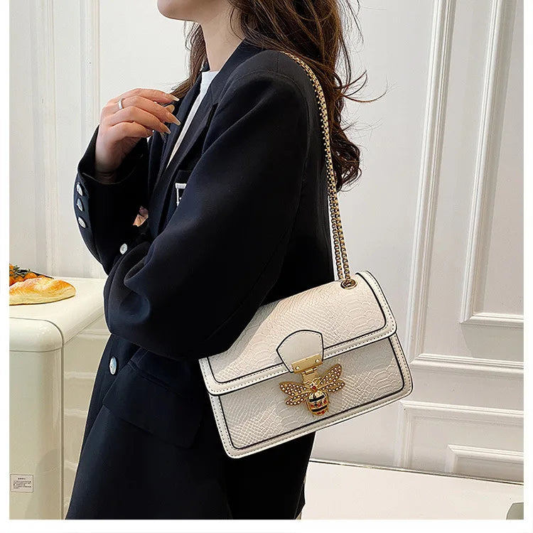 Luxury Handbags for Women Crossbody Bags Bee Lock Tote Casual Flap Purses Crocodile Print Leather Handbag Ladies Shoulder Bags